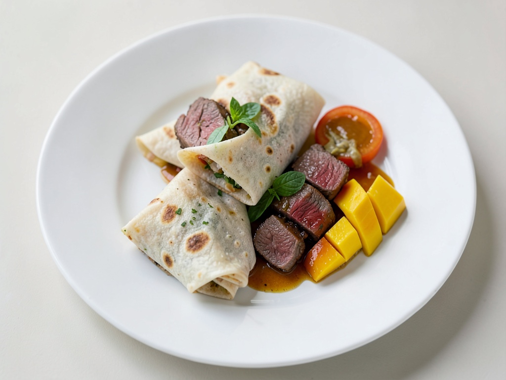 Wraps rapides au steak de bœuf avec mangue et légumes