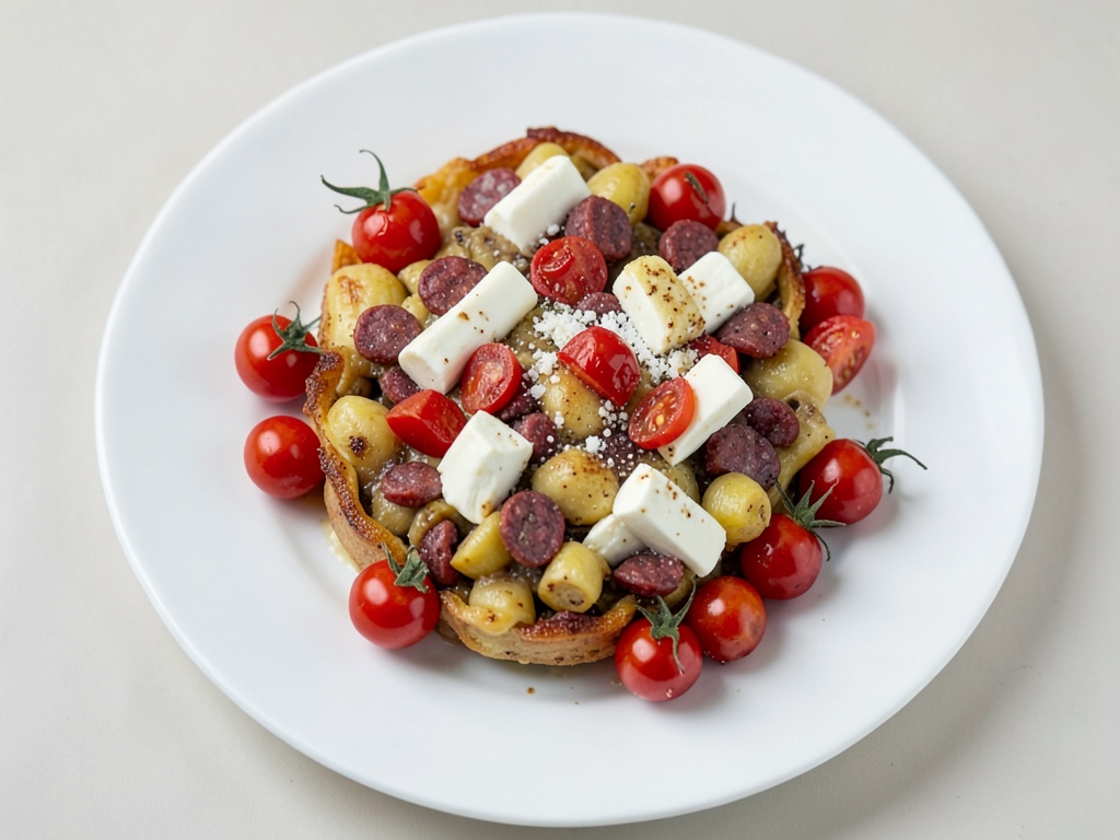 Poêle de gnocchis épicée au chorizo, tomates cerises et mozzarella