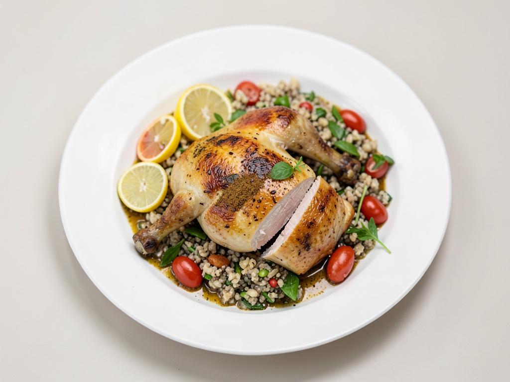 Pollo aromatico con tabulé fresco