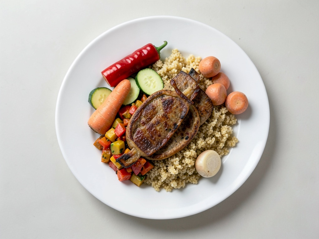 Gyros di salsiccia con verdure in padella e couscous fruttato
