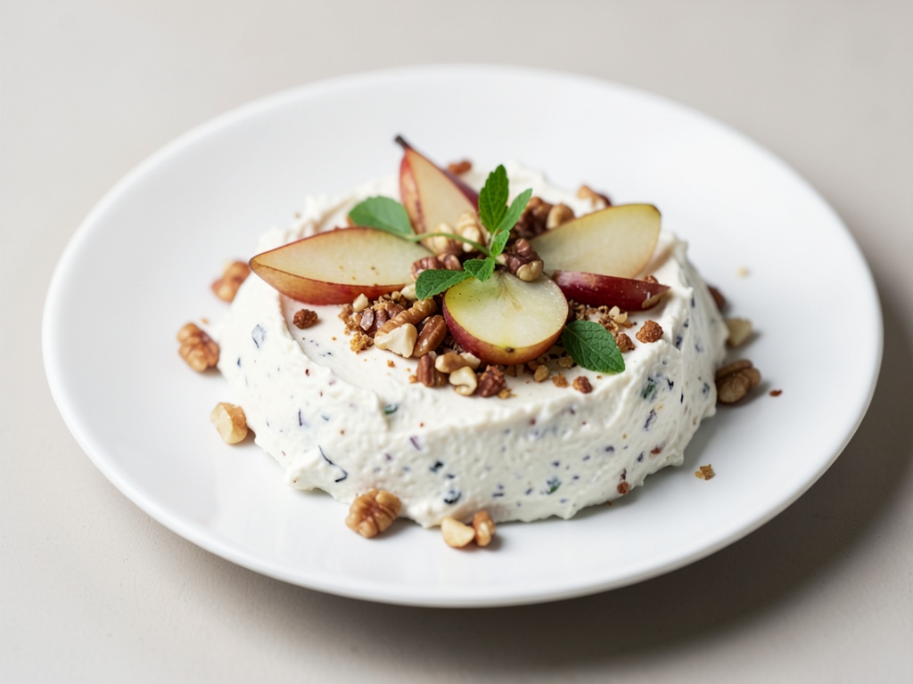 Dip cremoso de queso de cabra con peras y nueces