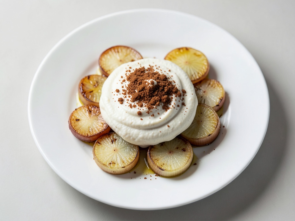 Ziegenkäse-Creme auf karamellisierten Zwiebeln
