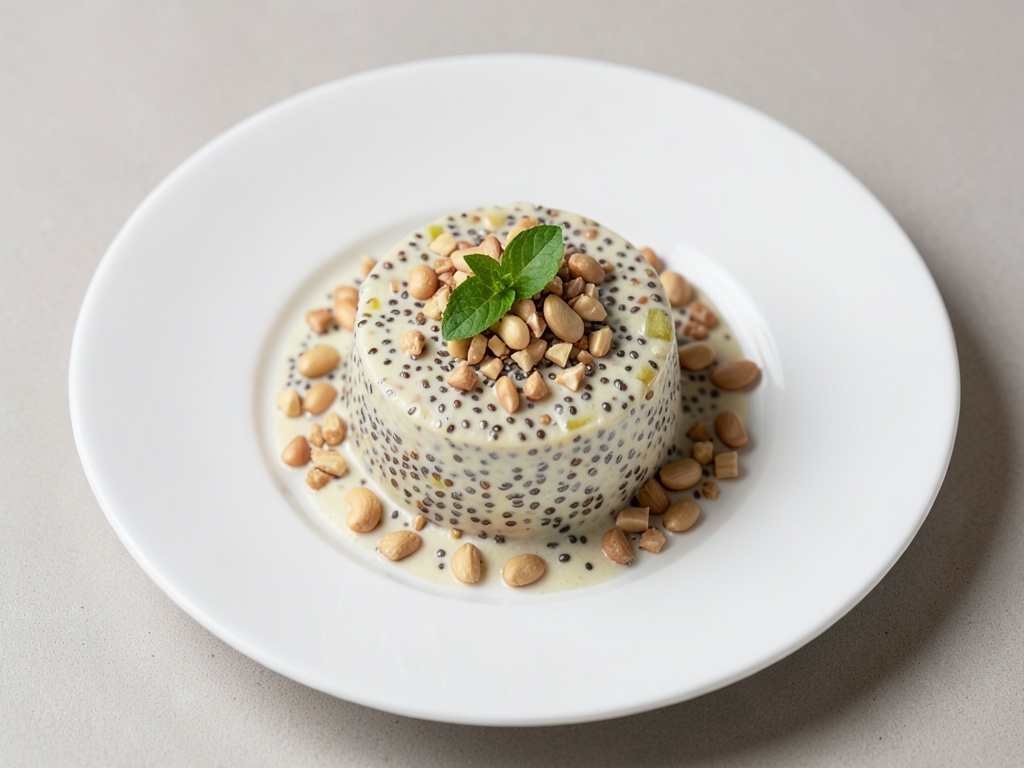 Zitronen-Chia-Pudding mit gehackten Erdnüssen