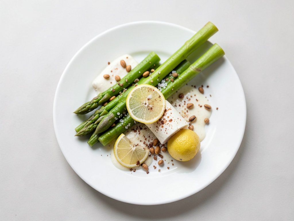 Asparago verde con mozzarella e condimento al limone