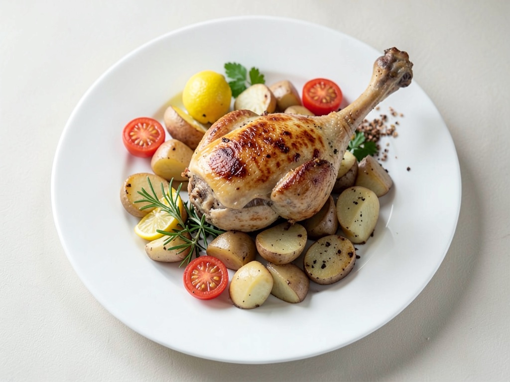 Pollo al limone con patate al rosmarino