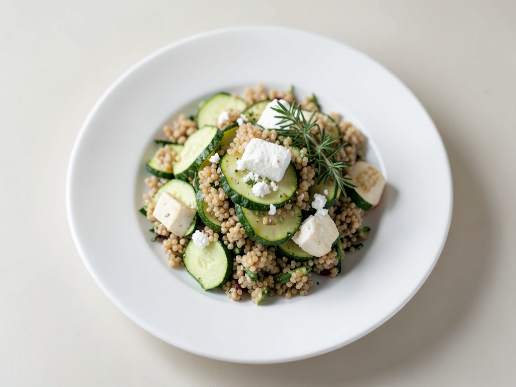 Insalata di bulgur e zucchine croccante con feta