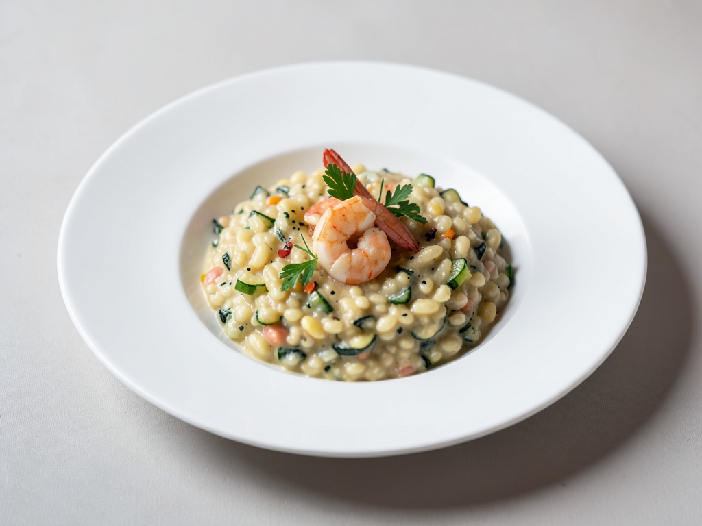 Risotto crémeux aux courgettes et crevettes