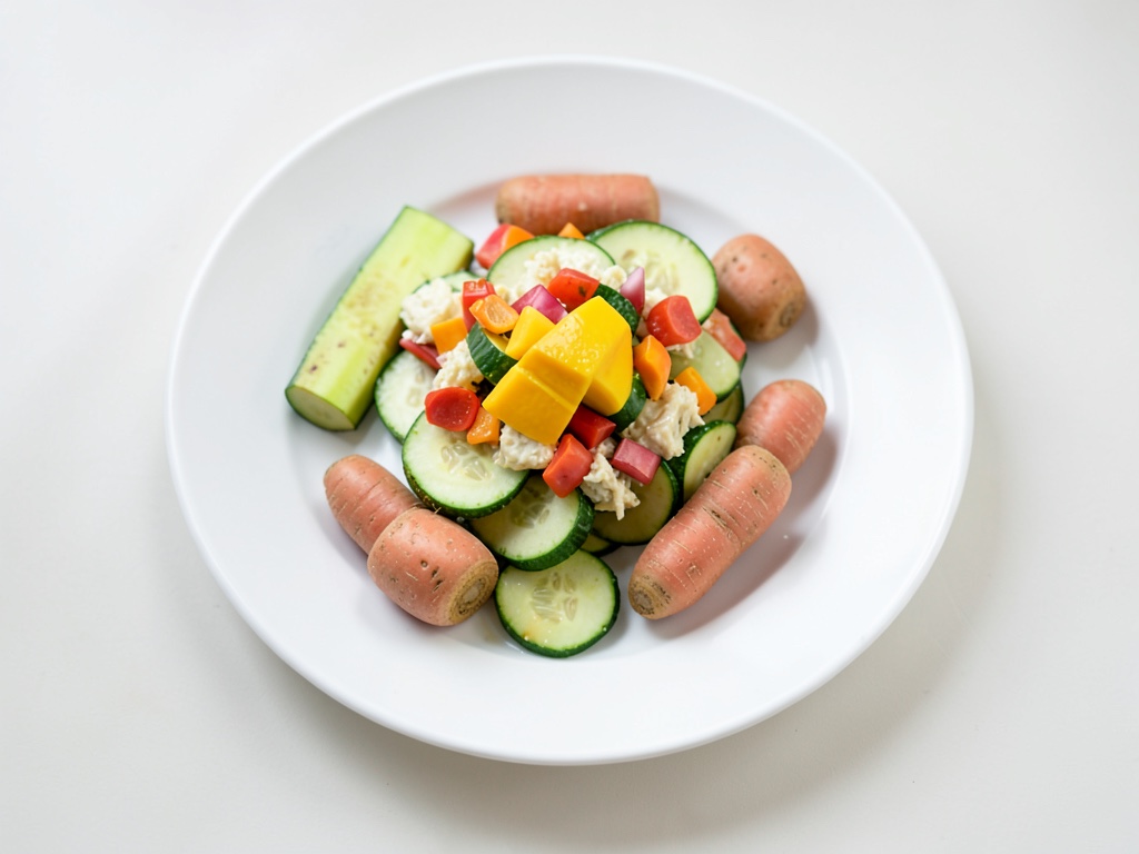 Insalata fresca di zucchine e mango con mandele tostate