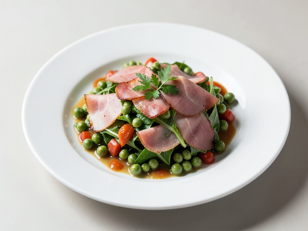 Doppio insalata di piselli con prosciutto di Serrano