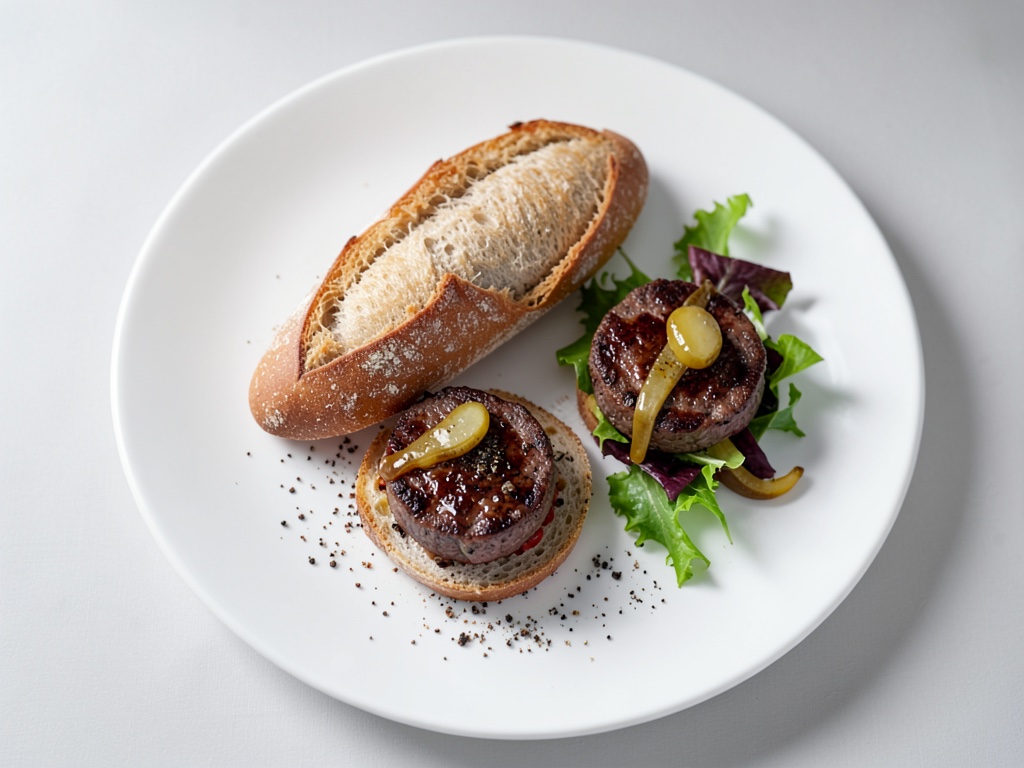 Duo di baguette: sandwich con bistecca e cipolle caramellate e insalata di pane