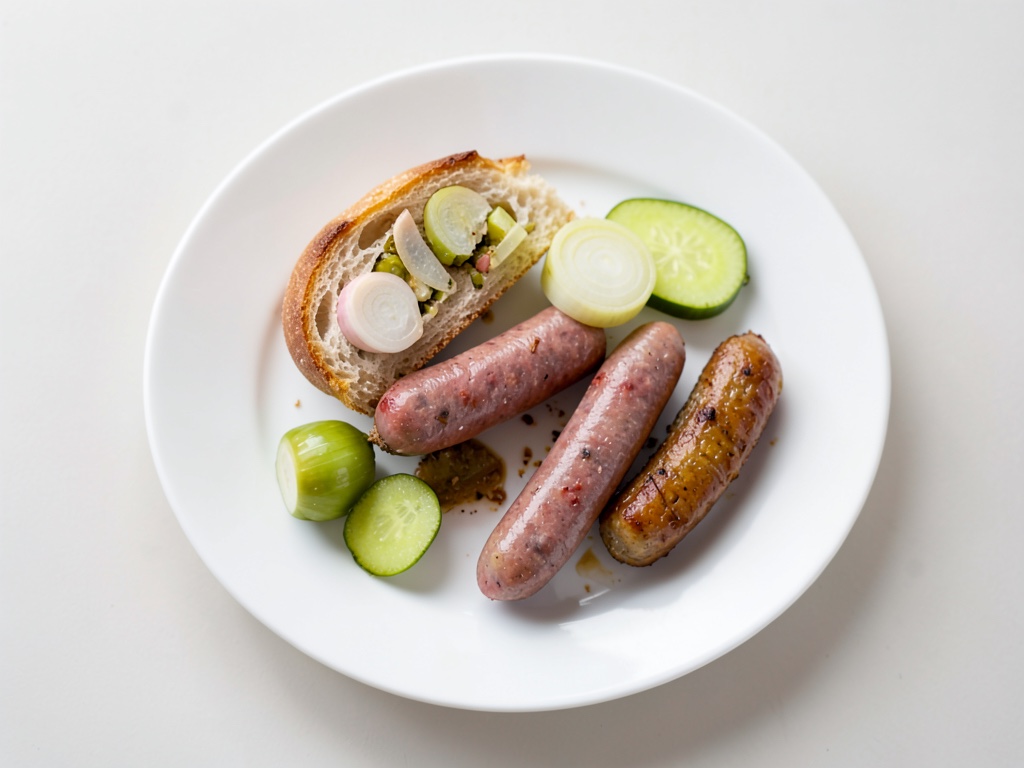 Saucisson aux oignons dans un petit pain