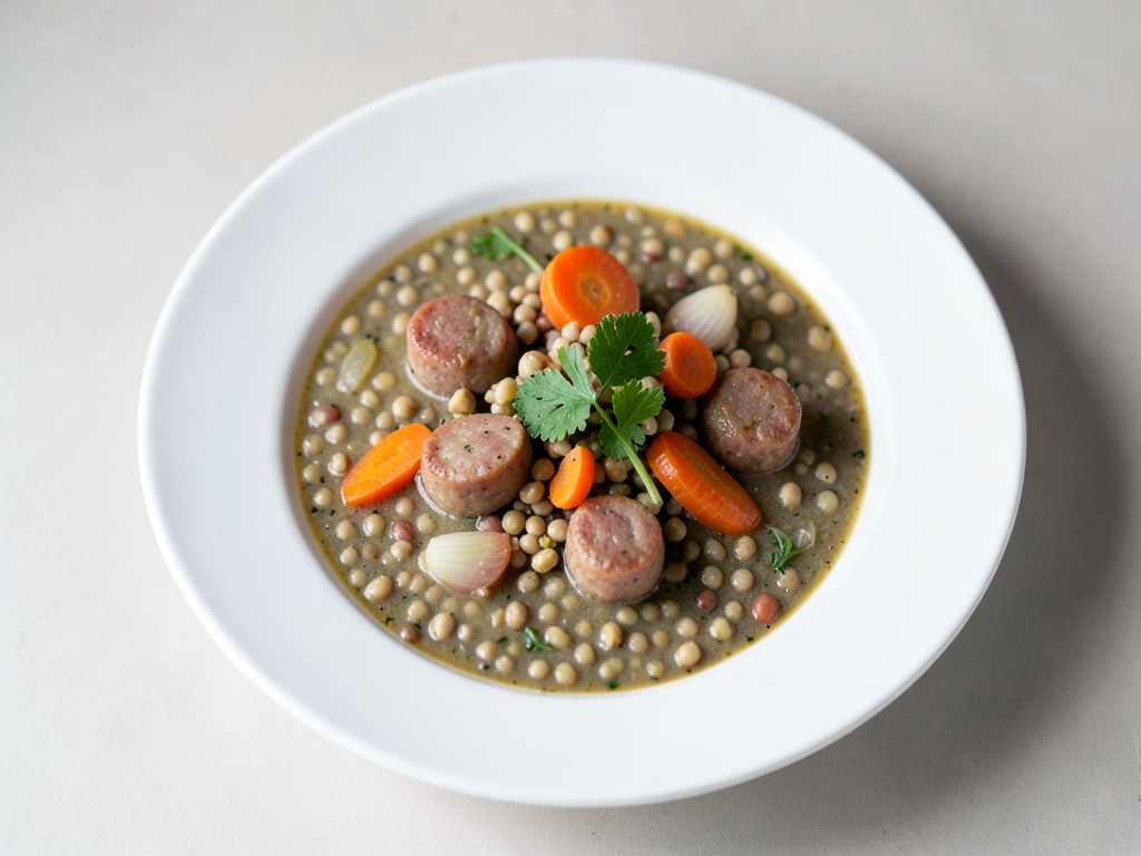 Sopa de lentejas con salchichas