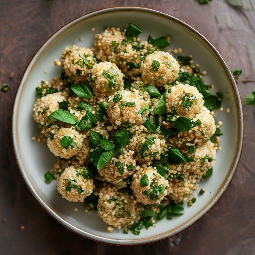 Kleine Quinoa-Bällchen mit verstecktem Spinat