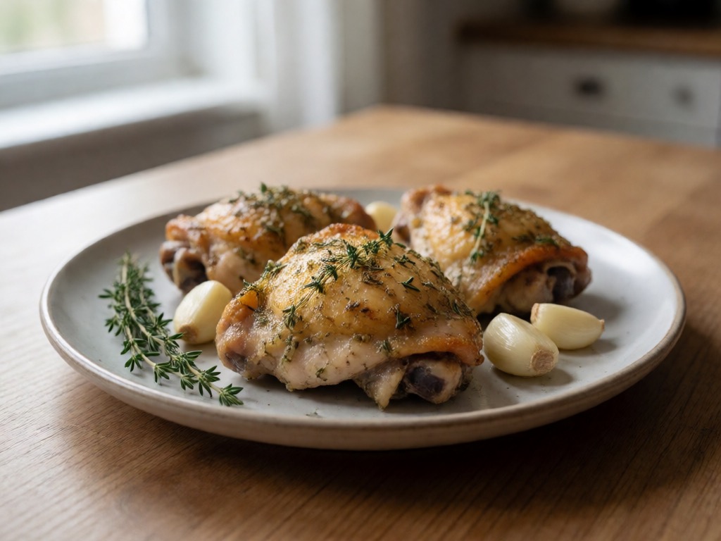 Low-Carb Airfryer Hähnchenschenkel mit Knoblauch und Thymian
