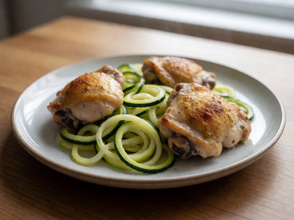 Low-Carb Airfryer Hähnchenschenkel mit Zucchininudeln