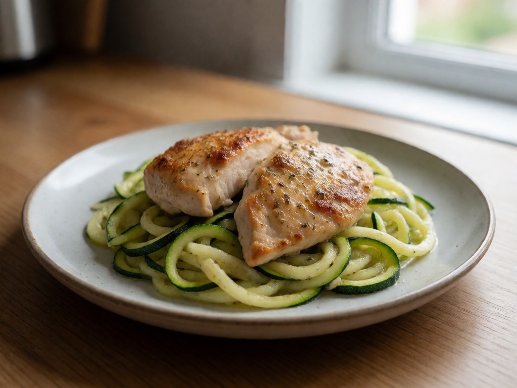 Low-Carb Airfryer Hühnchen mit Zucchininudeln