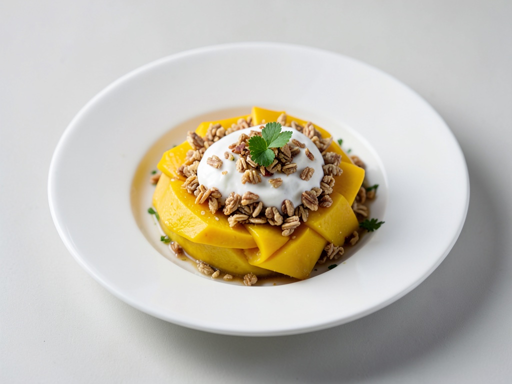 Mango con yogur y muesli