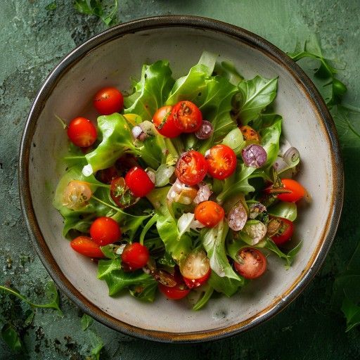 Insalata di lattuga iceberg marinata con olio al pomodoro