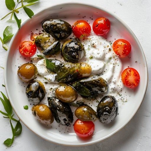 Bocconcini di olive e acciughe con yogurt al rosmarino