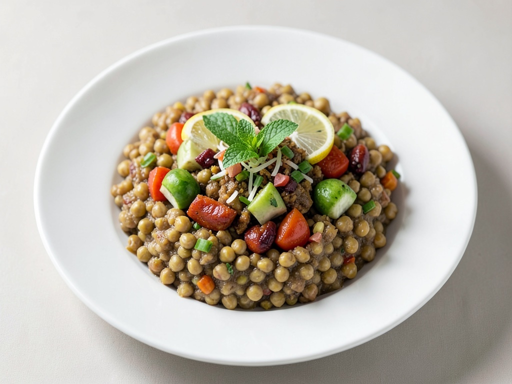 Mediterrane Kichererbsen-Bowl mit Zitrone und Minze