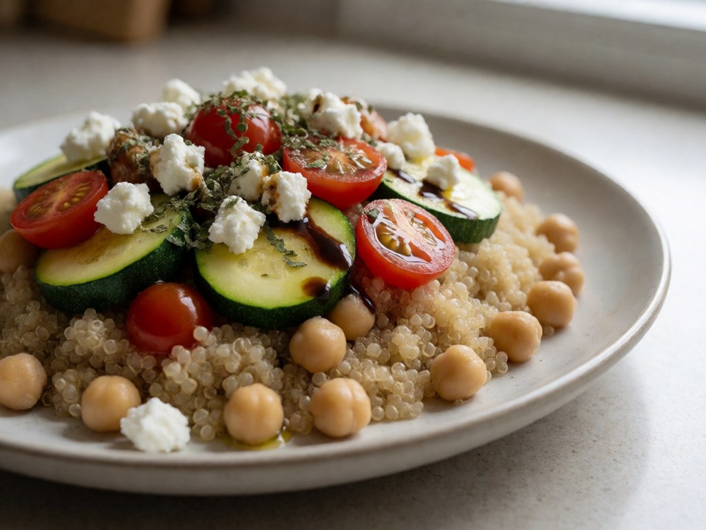 Mediterrane Kichererbsen-Quinoa-Bowl