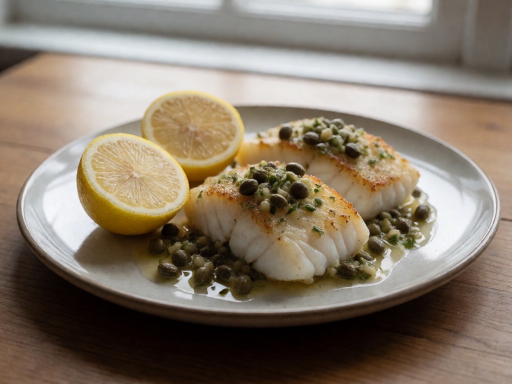 Mediterraner Kabeljau mit Zitronen-Kapern-Sauce