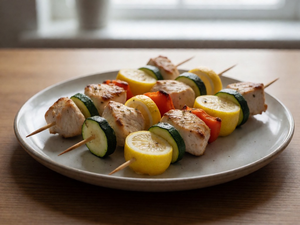 Mediterraner Zitronen-Hühnchenspieß mit Gemüse