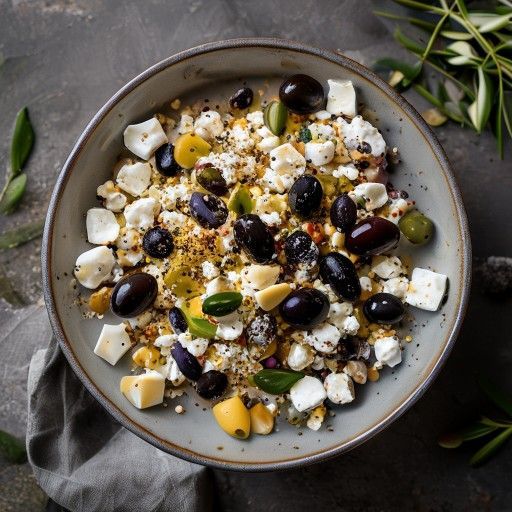 Mediterrane Quinoa-Bowl mit Oliven und Feta