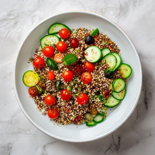 Mediterrane Quinoa-Kichererbsen-Bowl