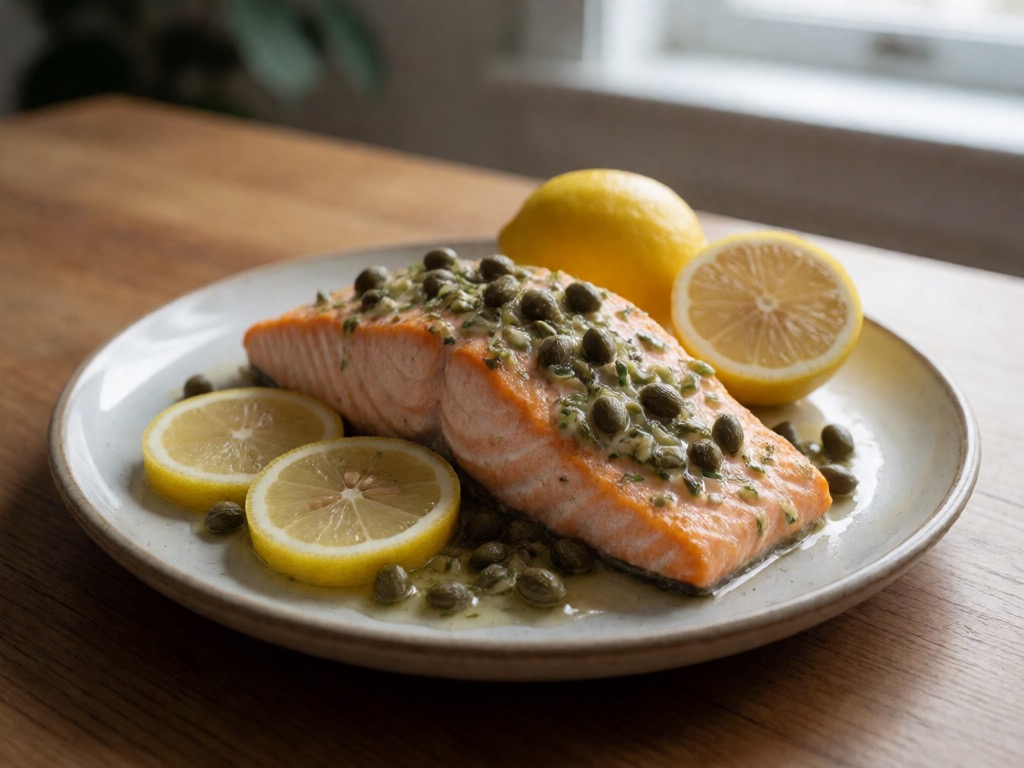 Mediterraner Lachs mit Zitronen-Kapern-Sauce in der Heißluftfritteuse