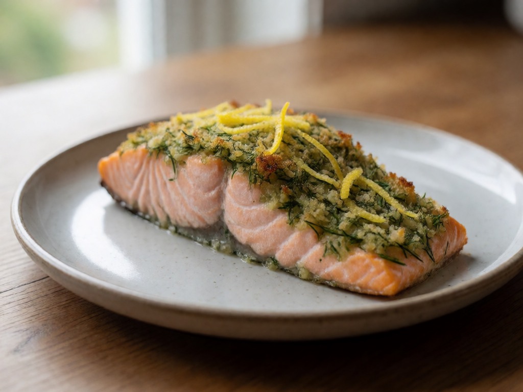 Mediterraner Lachs mit Zitronen-Dill-Kruste in der Heißluftfritteuse