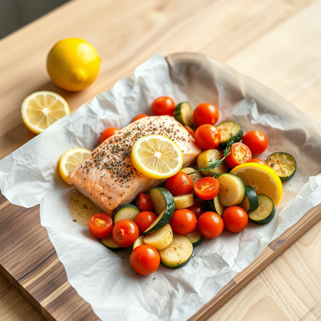 Mediterraner Lachs mit Gemüse in der Heißluftfritteuse