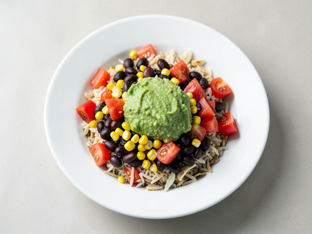 Mexikanische Burrito-Bowl mit Guacamole