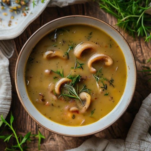 Caldo de setas con hierbas