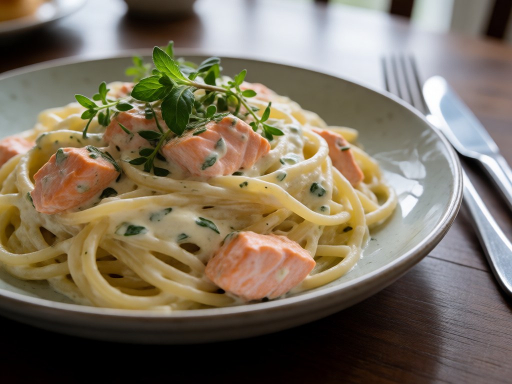 Cremige Lachs-Pasta mit Kräutern