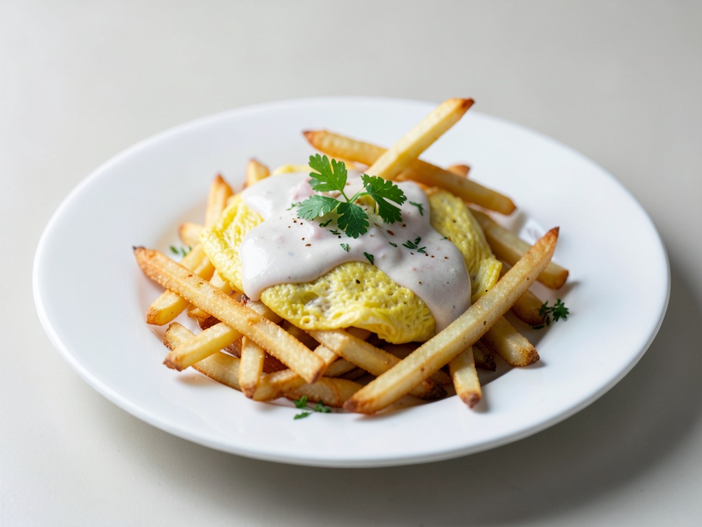 Omelette-Frites-Bowl mit Sauce
