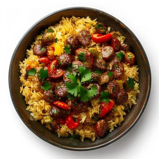 Wiener Paella mit Bratwurst und Paprika