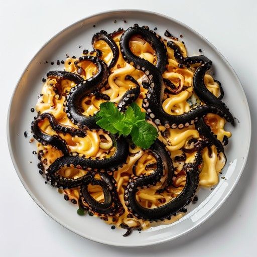 Paella Negra mit Tintenfisch