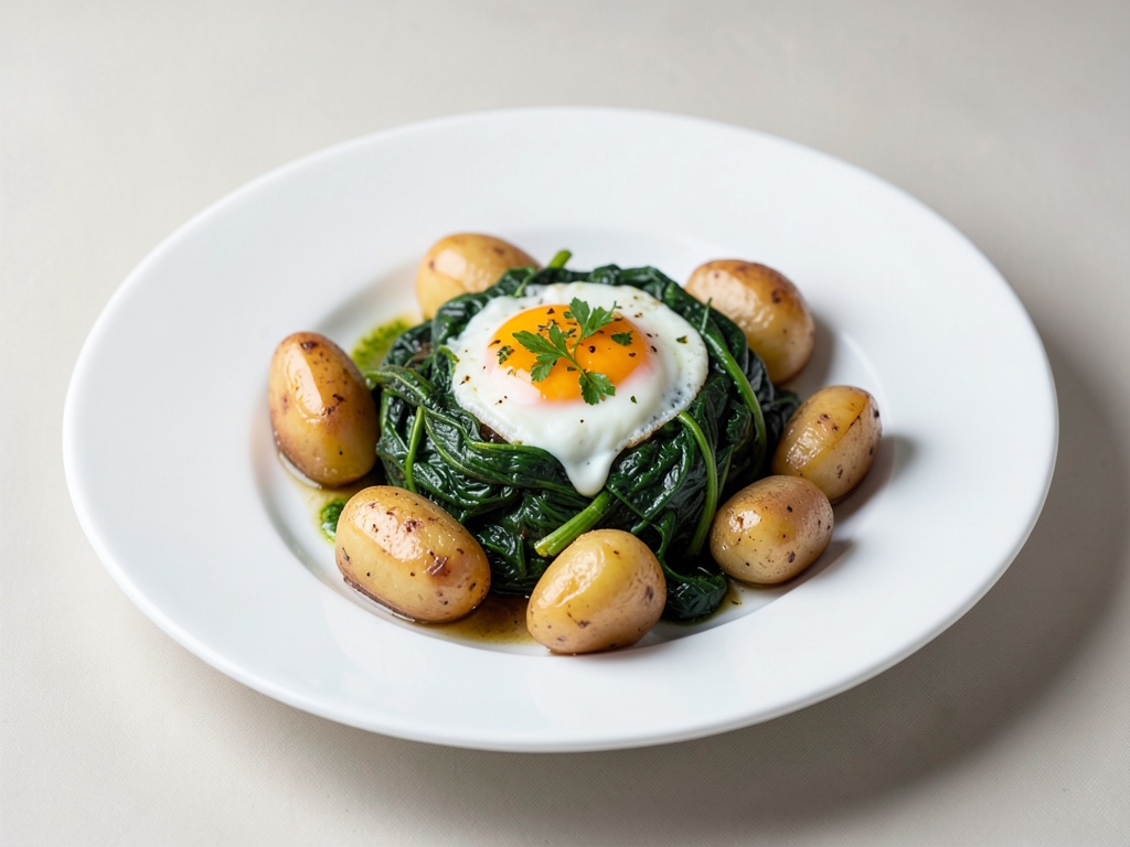 Spanische Eier-Spinat-Pfanne mit Kartoffeln