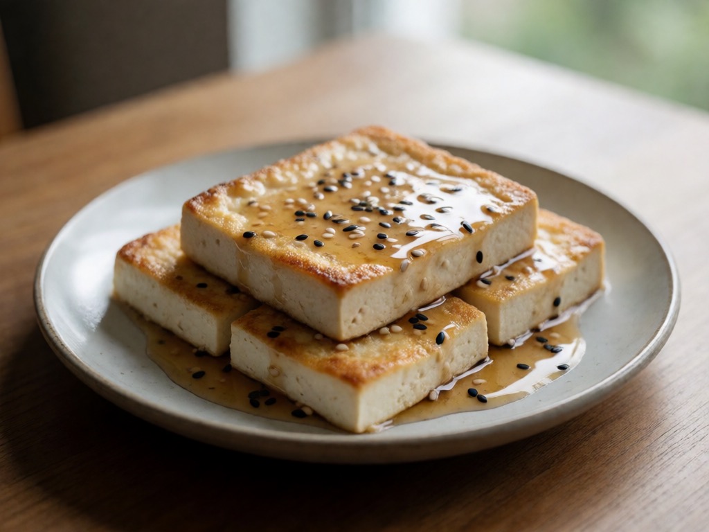 Gebratener Tofu mit Honig-Sesam-Soße im Airfryer