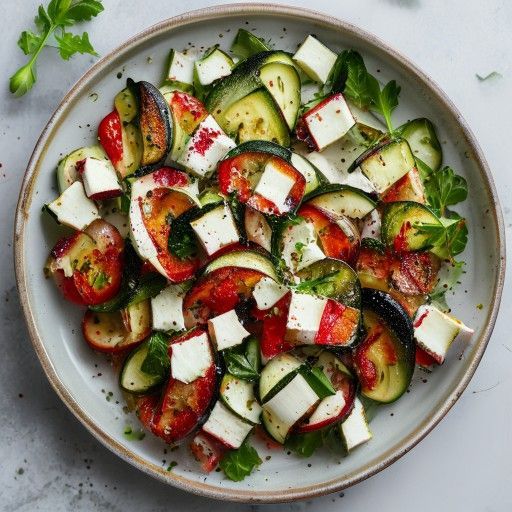 Panzanella Romanica con Zucchine Grigliate e Feta