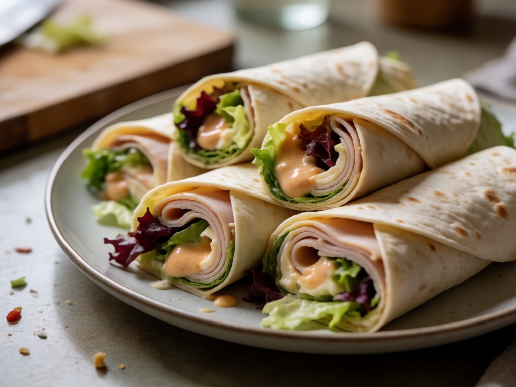 Party-Wraps mit Frischkäse und Pute