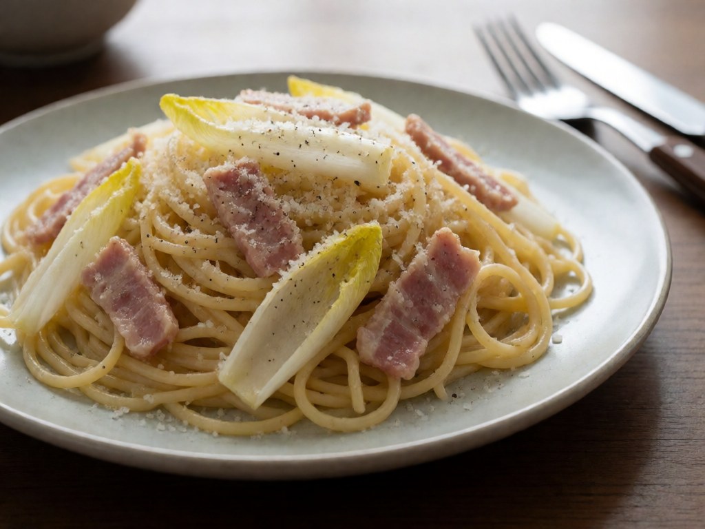 Rustikale Carbonara mit Chicorée