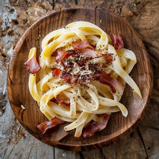 Emilianische Weiße Pasta mit Speck und Parmesan