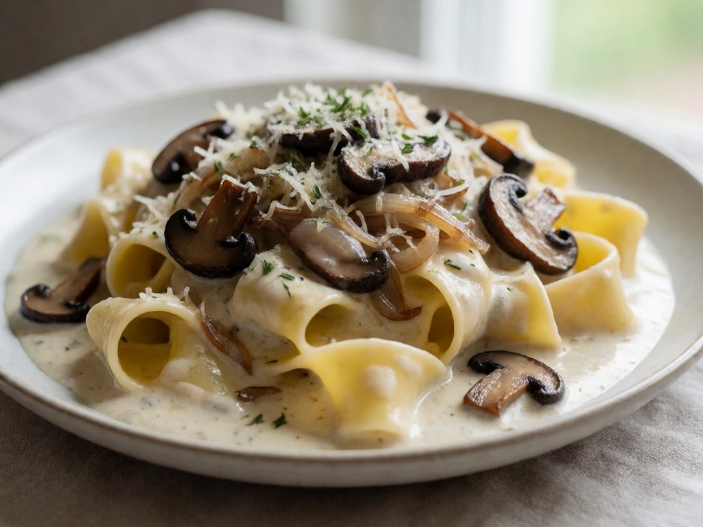 Cremige Pasta mit Waldpilzen und Parmesan