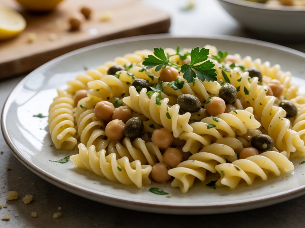 Zitronige Pasta Piccata mit Kapern