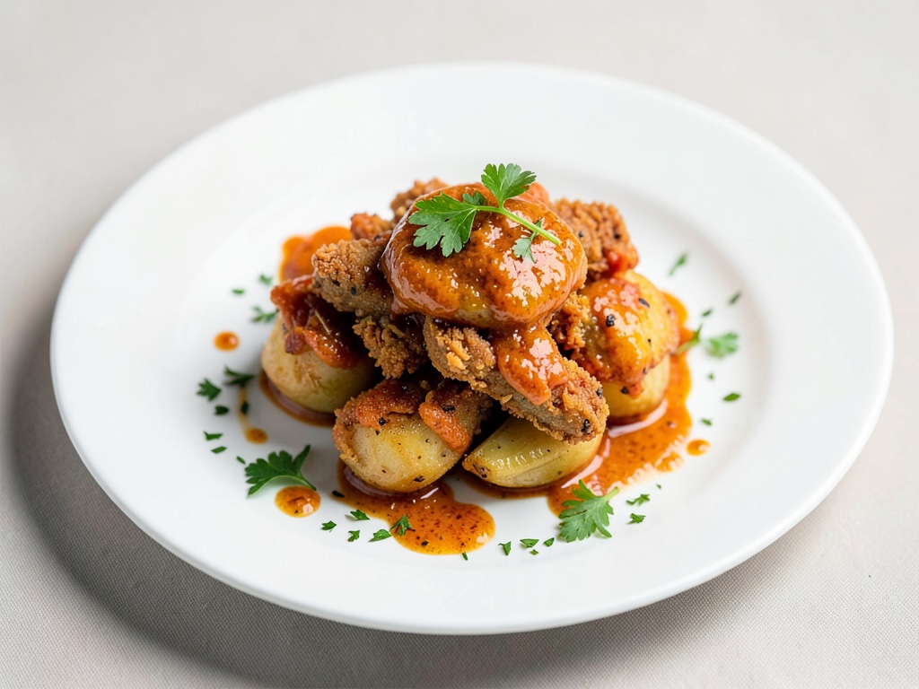 Patatas bravas crujientes con aioli picante