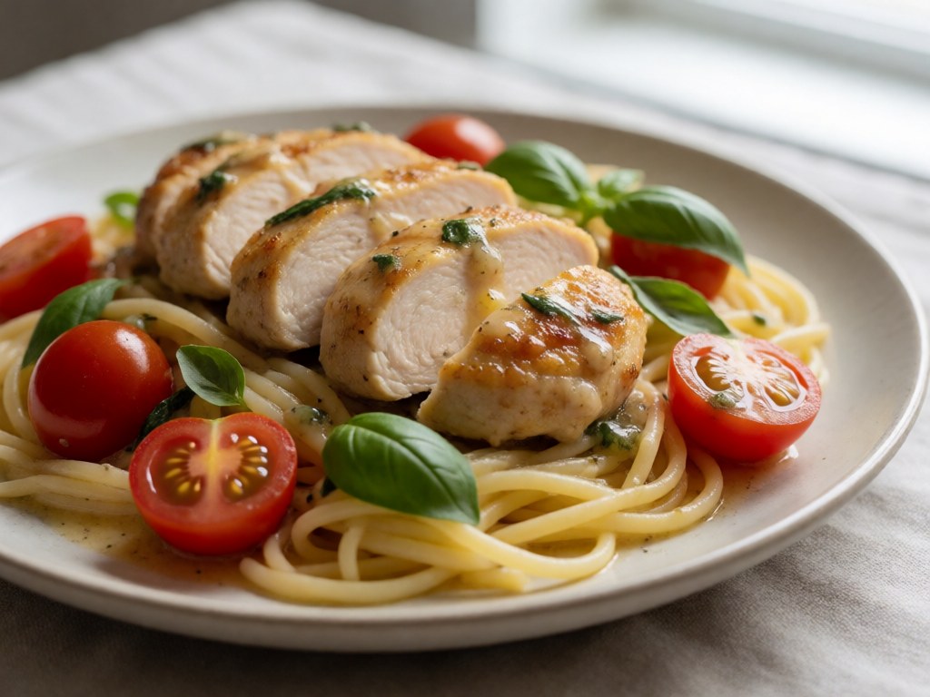 Rustikale Piccata mit Hähnchen und Tomaten