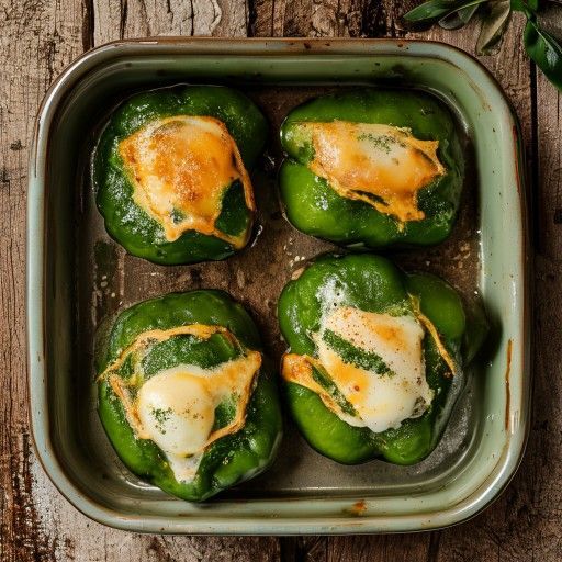 Knusprig gefüllte Paprika mit Reis und Hähnchen