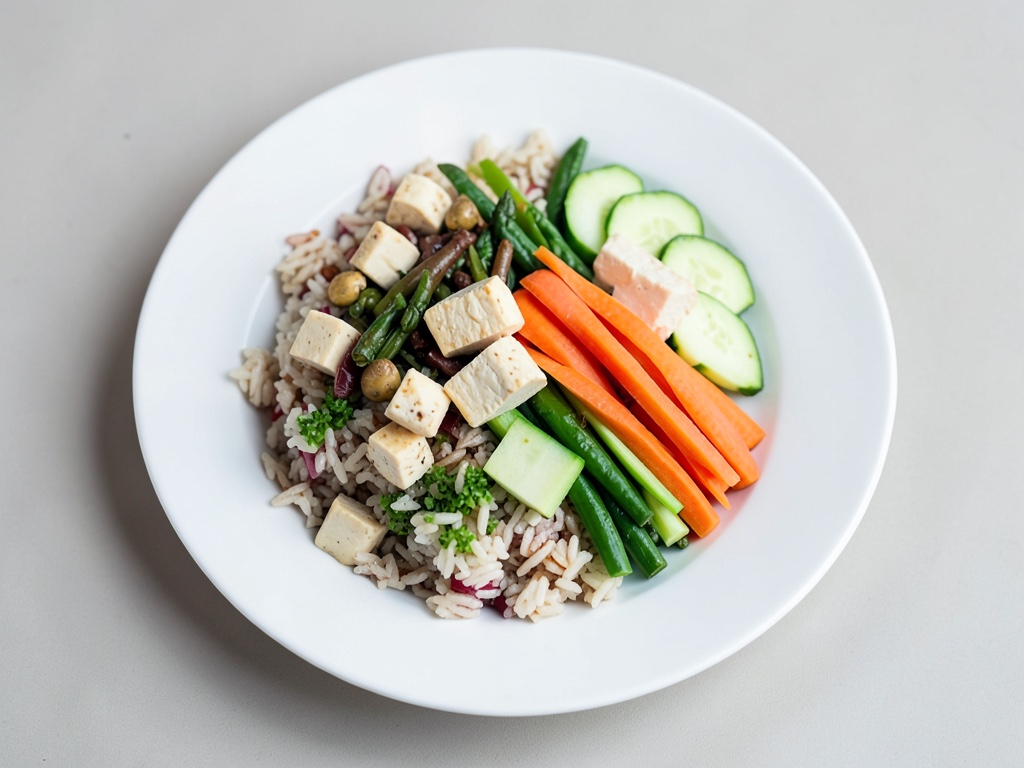 Poke-Bowl mit gemischtem Gemüse und Tofu